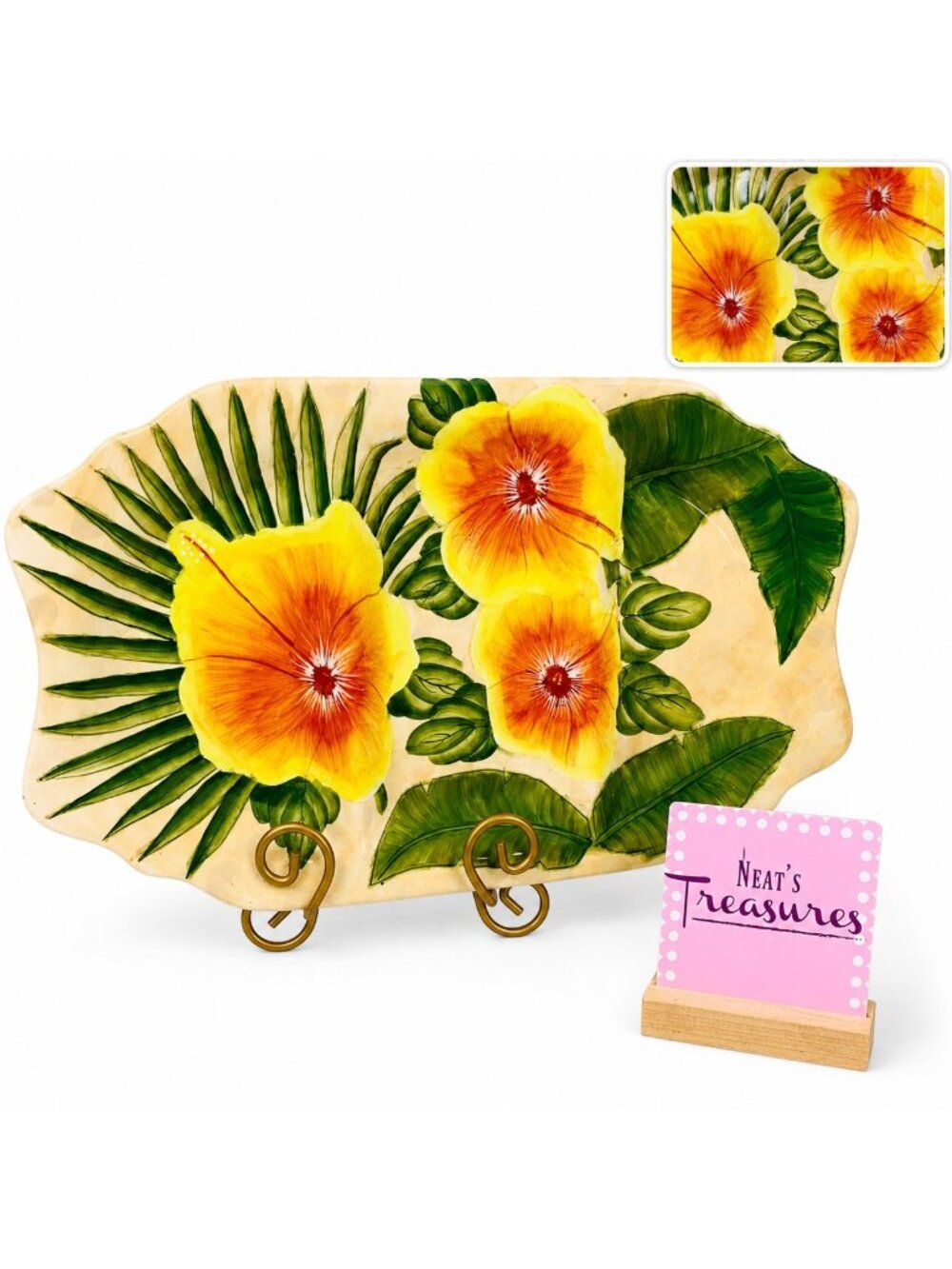 Ambiance Collection ROYAL PALM By Nanette Vacher Stoneware Section Serving Tray
